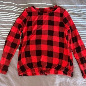 Girls Red Plaid Sweater Size 7/8